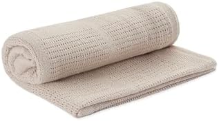 MORI Cellular Blanket Taupe Organic Cotton Bamboo 70x100cm Lightweight Breathable for Newborn Durable Comfortable Swaddle Ideal for Cot Crib Moses Basket Pram or Travel