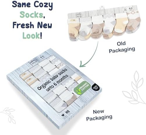 Mother's Choice Organic Cotton Baby Socks 12 Pairs Unisex 0-6 Months - Soft Hypoallergenic Newborn & Infant Socks - Baby Girl & Boy Gifts (12Pcs Brown)