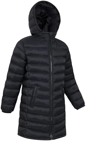 Mountain Warehouse Florence Kids Long Padded Jacket - Lightweight Overcoat Soft & Warm Puffer Coat With Hood Childrens Outerwear - Travel & Outdoors