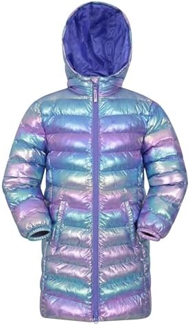 Mountain Warehouse Florence Kids Long Padded Jacket - Lightweight Overcoat Soft & Warm Puffer Coat With Hood Childrens Outerwear - Travel & Outdoors