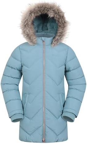 Mountain Warehouse Galaxy Fleece Lined Kids Padded Jacket - Water Resistant Puffer Coat With Faux Fur Hood Girls & Boys - For Autumn Winter Travelling Hiking