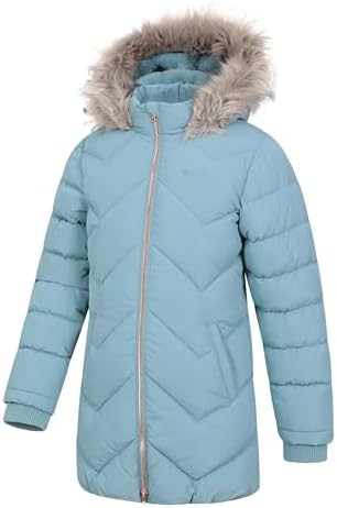 Mountain Warehouse Galaxy Fleece Lined Kids Padded Jacket - Water Resistant Puffer Coat With Faux Fur Hood Girls & Boys - For Autumn Winter Travelling Hiking