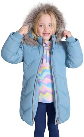 Mountain Warehouse Galaxy Fleece Lined Kids Padded Jacket - Water Resistant Puffer Coat With Faux Fur Hood Girls & Boys - For Autumn Winter Travelling Hiking