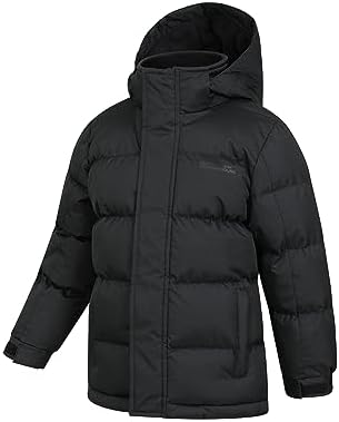 Mountain Warehouse Snow Padded Kids Puffer Jacket - Water Resistant Coat Fleece Lined Hood Adjustable Cuffs Side Pockets - Autumn Winter & Outdoors