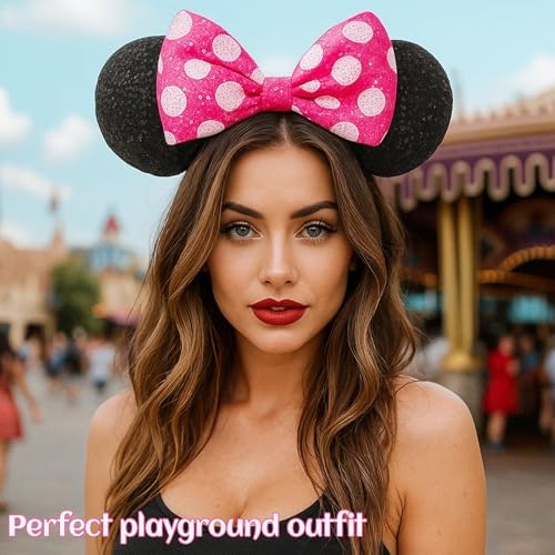 Mouse Ears Halloween Headband 2 Pcs Bow Mouse Ears Headband Mouse Ears Kids Women For Party Decoration Cosplay Birthday And Halloween