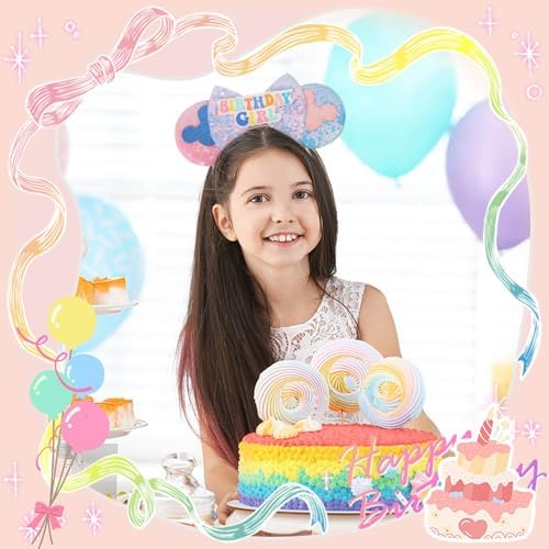 Mouse Ears Headband Birthday Ears Headband Sequin Bow Headband For Princess Birthday Party Decoration (Birthday)