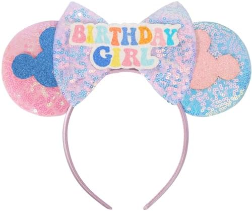 Mouse Ears Headband Birthday Ears Headband Sequin Bow Headband for Princess Birthday Party Decoration (Birthday)