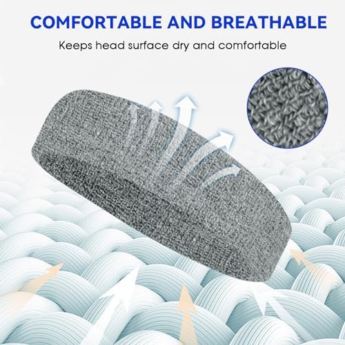 MOZEAT LENS 4Pcs Sweatbands Sport Headbands For Men & Women Headbands For Men Terry Cloth Sweat Band For Tennis Basketball Working Out Running Working Gym(black Gray Blue Red)
