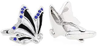 MRCUFF Butterfly Crystals Blue Accents Pair Cufflinks In A Presentation Gift Box & Polishing Cloth