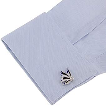 MRCUFF Butterfly Crystals Blue Accents Pair Cufflinks In A Presentation Gift Box & Polishing Cloth