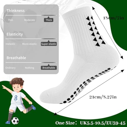 Mtuihfo 3 Pairs Breathable Kids Grip Socks Sweat-Absorbent Boys Socks Grip Socks Football Kids For Running Hockey Football