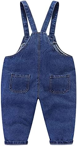 Mud Kingdom Boys Girls Denim Dungarees Kids Adjustable Braces Jean Ovearalls Cotton Plain Workwear For 12 Months-8 Years