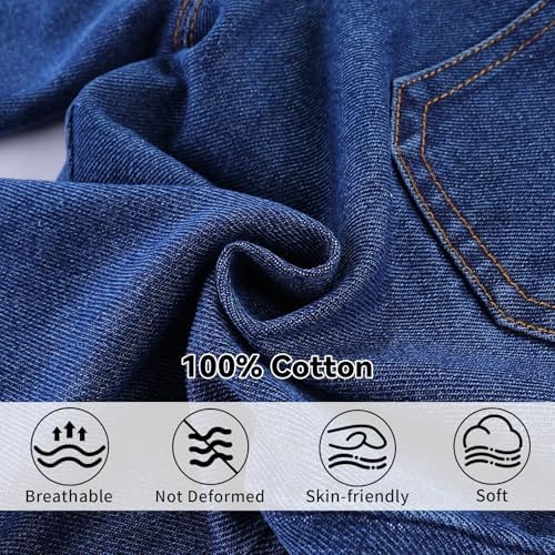 Mud Kingdom Boys Girls Denim Dungarees Kids Adjustable Braces Jean Ovearalls Cotton Plain Workwear For 12 Months-8 Years