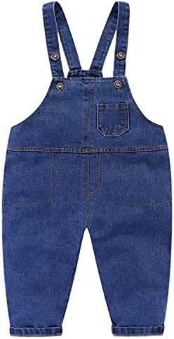 Mud Kingdom Boys Girls Denim Dungarees Kids Adjustable Braces Jean Ovearalls Cotton Plain Workwear For 12 Months-8 Years