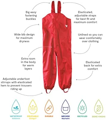 Muddy Puddles Unisex Kid's Recycled Originals Waterproof Dungarees Blue 2-3 Years