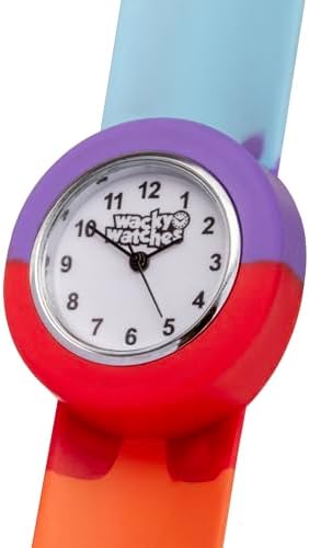 Multicolour Wacky Watch Slap On Strap Fast Fit Kids Childrens Silicone Band Unisex Instant Fit Any Size For Boys And Girls Learn To Tell The Time