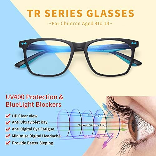 Musivon Kids Blue Light Blocking Glasses For Teens Computer Gaming Glasses Anti Blue Light Glasses For Children Boys Girls Age 4-14 (Sand Black)