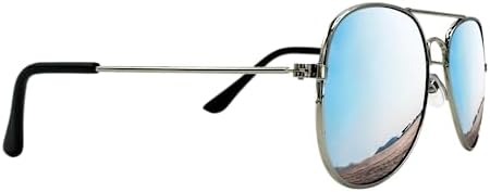 Mustavo Childrens Silver Mirror Sunglasses Kids Childs Boys Girls Mirrored Lense Lightweight Frame UV400 Retro Classic Pilot Style