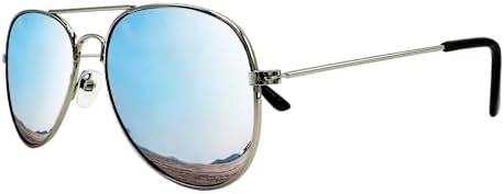 Mustavo Childrens Silver Mirror Sunglasses Kids Childs Boys Girls Mirrored Lense Lightweight Frame UV400 Retro Classic Pilot Style