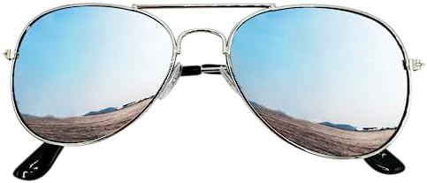 Mustavo Childrens Silver Mirror Sunglasses Kids Childs Boys Girls Mirrored Lense Lightweight Frame UV400 Retro Classic Pilot Style