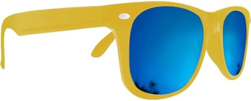 Mustavo Kids Childrens Blue Mirror Sunglasses Gloss Finish 100% UV400 Protection Fashion Glasses Fun Vibrant Colours For Ages 3-9 Years Old Boys Girls…
