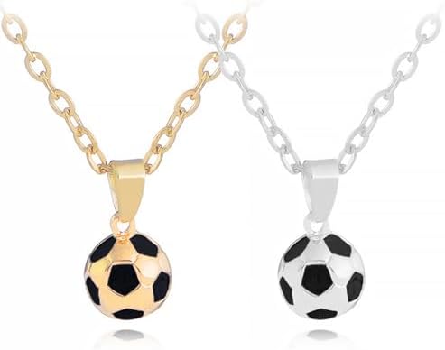 Nadiaen Boys' Necklaces 2 Pcs 3D Football Pendant Necklace with Chain Football Gifts for Boys Girls Kids Men Women Unisex
