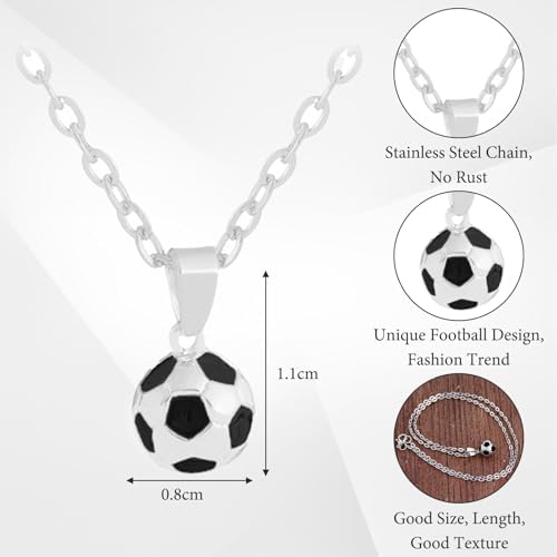 Nadiaen Football Jewelry Set - Boys' Stylish Football Necklace & Bracelet Soccer Gifts