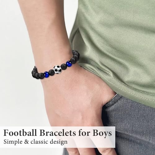 Nadiaen Football Jewelry Set - Boys' Stylish Football Necklace & Bracelet Soccer Gifts