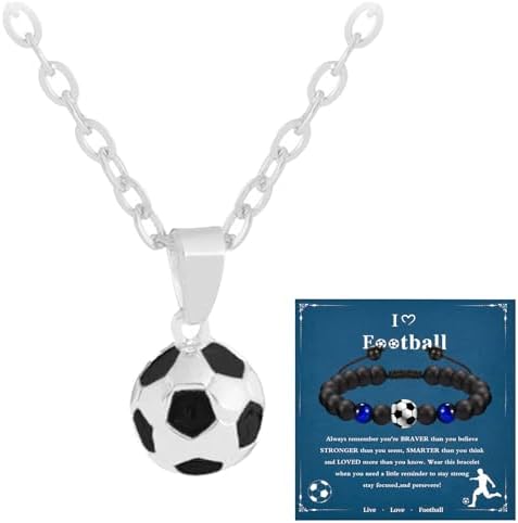 Nadiaen Football Jewelry Set - Boys' Stylish Football Necklace & Bracelet Soccer Gifts