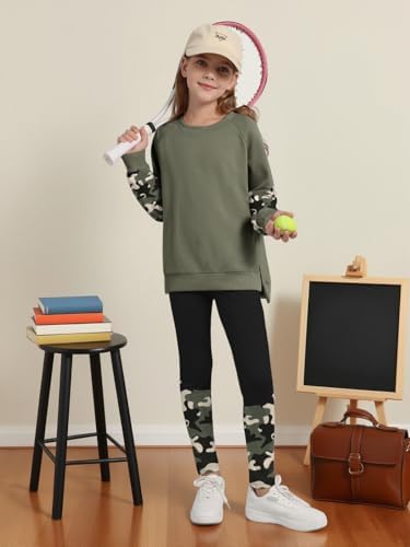 Naiyafly Girls Clothes Set Kids Tracksuit Long Sleeve Print Sweatshirt And Sweatpants Legging Loungewear Activewear Fall Winter 2 Piece Outfit For Teen Girls 6-13 Years