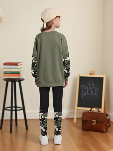 Naiyafly Girls Clothes Set Kids Tracksuit Long Sleeve Print Sweatshirt And Sweatpants Legging Loungewear Activewear Fall Winter 2 Piece Outfit For Teen Girls 6-13 Years