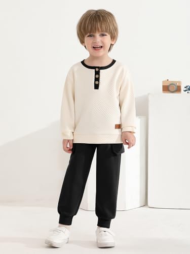 Naiyafly Toddler Boys Clothes Outfits Colour Block Tracksuit Set Long Sleeve Jumper And Pants Autumn Winter Clothing 18-24 Months 2-3T 3-4T 4-5T 5-6 Years