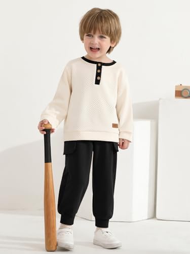 Naiyafly Toddler Boys Clothes Outfits Colour Block Tracksuit Set Long Sleeve Jumper And Pants Autumn Winter Clothing 18-24 Months 2-3T 3-4T 4-5T 5-6 Years