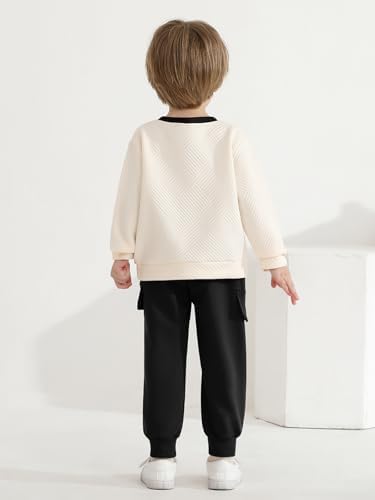 Naiyafly Toddler Boys Clothes Outfits Colour Block Tracksuit Set Long Sleeve Jumper And Pants Autumn Winter Clothing 18-24 Months 2-3T 3-4T 4-5T 5-6 Years