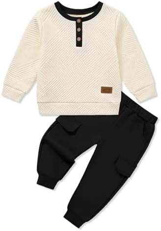 Naiyafly Toddler Boys Clothes Outfits Colour Block Tracksuit Set Long Sleeve Jumper and Pants Autumn Winter Clothing 18-24 Months 2-3T 3-4T 4-5T 5-6 Years