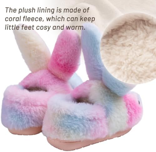 Nasogetch Kids Fluffy Bunny Slippers For Girls Boys - Cute Plush Toddler Winter Warm House Shoes - Soft Rabbit Novelty