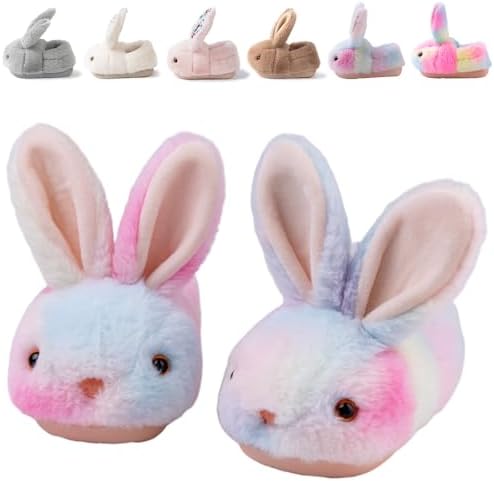 Nasogetch Kids Fluffy Bunny Slippers for Girls Boys - Cute Plush Toddler Winter Warm House Shoes - Soft Rabbit Novelty