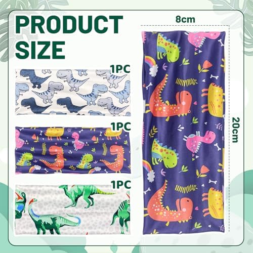 NATOSU Pack Of 3 Kids Headbands Dinosaurs Kids Sports Headbands For Boy Elastic Headband Girl Wide Versatile Headband For School Sport Leisure Multicoloured L
