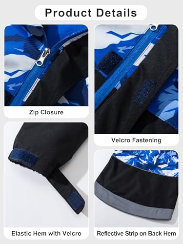 NATUST Boys Waterproof Jacket Fleece Lined Raincoat