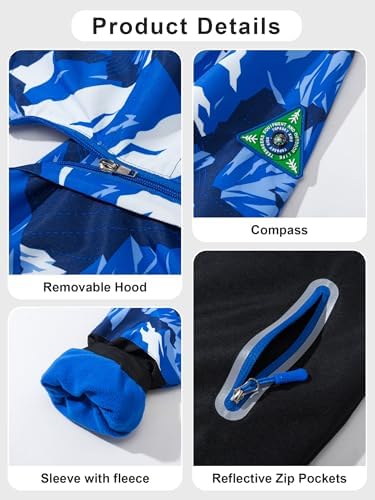 NATUST Boys Waterproof Jacket Fleece Lined Raincoat