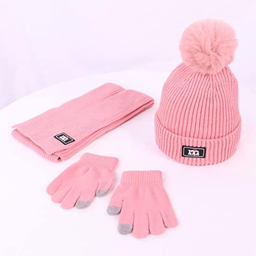 NautySaurs Boys Girls Hat Scarf And Gloves Set Winter Thermal Knit Crochet Bobble Hat Fleece Lined Beanie For Kids Aged 2-8 Years