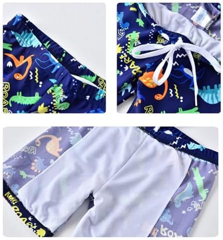 NautySaurs Boys Swimming Costume Kids Two Piece Swimsuit Chidren Rash Guard T-Shirt Swim Shorts Set Dinosaur Swimwear