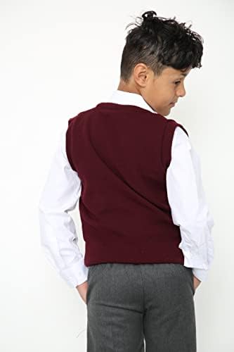 Nawal's Boys Knitted Tank Top V Neck Sleeveless Jumper School Uniform Smart & Comfortabl