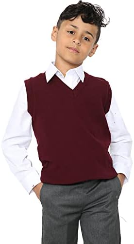 Nawal's Boys Knitted Tank Top V Neck Sleeveless Jumper School Uniform Smart & Comfortabl
