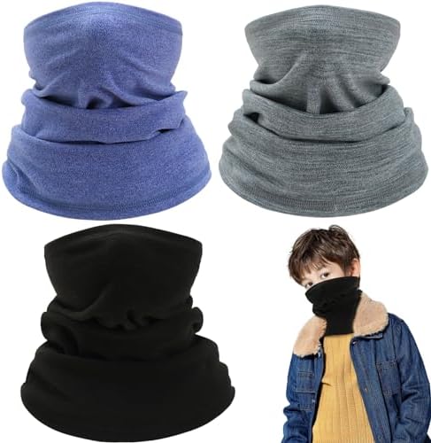 Neck Warmer Kids 3PCS Windproof Warm Toddler Snoods For Kids High Elastic Neck Gaiter For Boys Girls Thick Baby Snood For Skiing Running Cycling