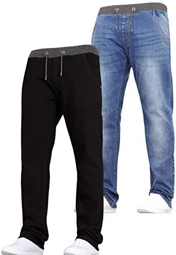 New Boys Kids Multipack Designer Branded Stretch Slim Fit Denim Elasticated Waist Jogger Pull On Jeans Pants By JEANBASE Black/Midwash 15-16 Years