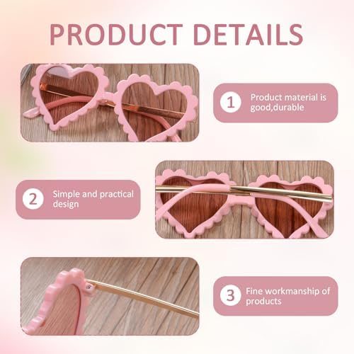 Neyeau Pink Heart Glasses Kids Sunglasses Heart Sunglasses Effectively Resist Uv Rays And Protect Baby's Eyes Suitable For Outdoor Beach Party Children's Birthday Summer Party