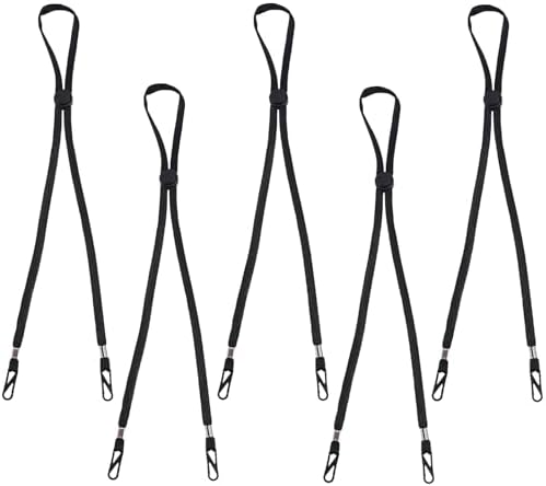 NICENEEDED 5 PCS Adjustable Hat Band Clips Removable Black Elastic Hat Chin Cord Windproof Anti Lost Hat Band Clips for Golf Boating Fishing Hat Outdoor