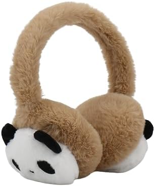 NICEYEA Kids Winter Furry Earmuffs Cute Panda Faux Fur Ear Warmers Earflaps Adjustable Thermal Ear Covers Windproof Ear Muffs Xmas Gift For Boys Girls