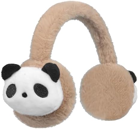 NICEYEA Kids Winter Furry Earmuffs Cute Panda Faux Fur Ear Warmers Earflaps Adjustable Thermal Ear Covers Windproof Ear Muffs Xmas Gift for Boys Girls